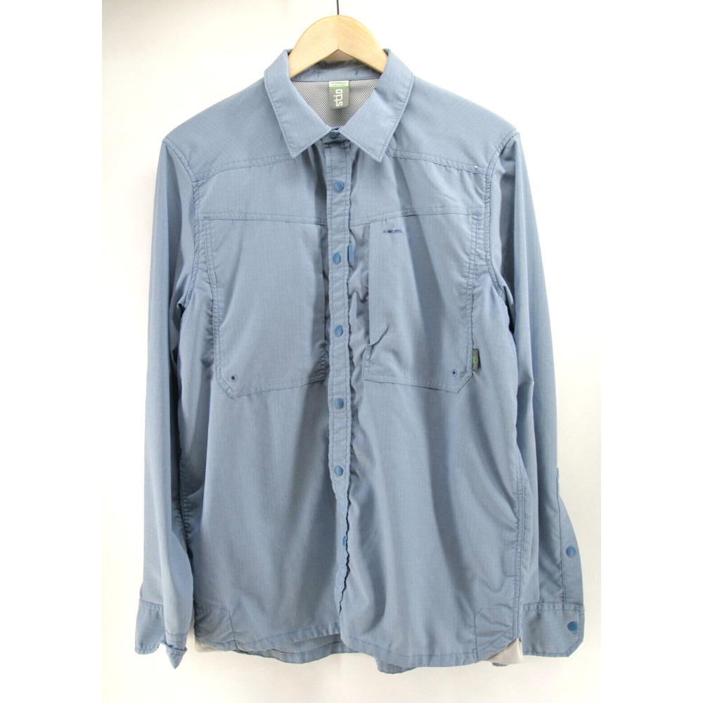 Stio Fishing Hike Shirt  Nylon Blend Medium Snap Blue‎ Button Down